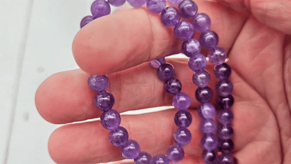 62 perles améthyste véritable rondes 6mm