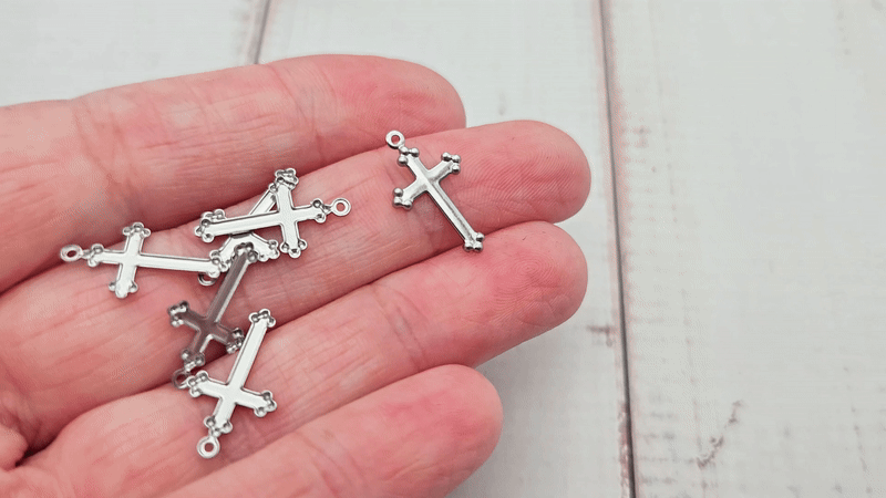 10 breloques croix religion 17,5mm acier inoxydable