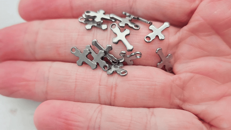 10 breloques croix religion 12mm acier inoxydable