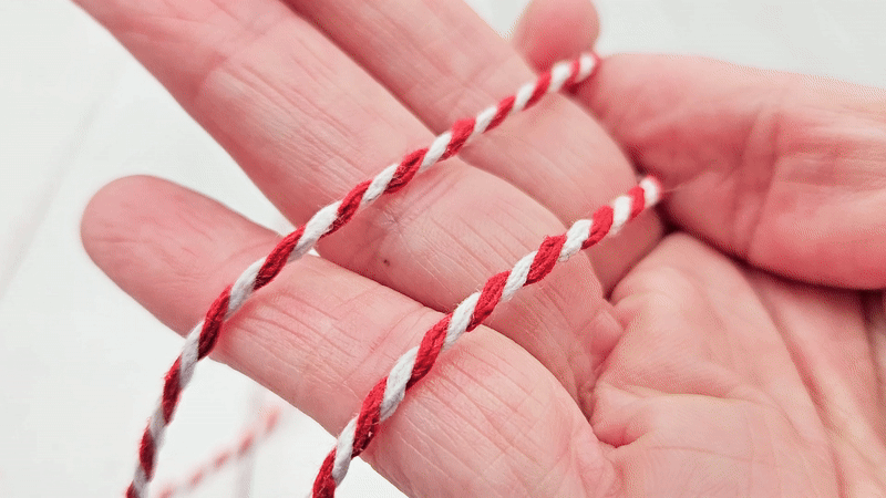 Bobine de ficelle style Baker’s Twine rouge et blanc – 100 mètres