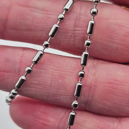 Chaîne à billes alternées 2,4mm acier inoxydable, 1 mètre