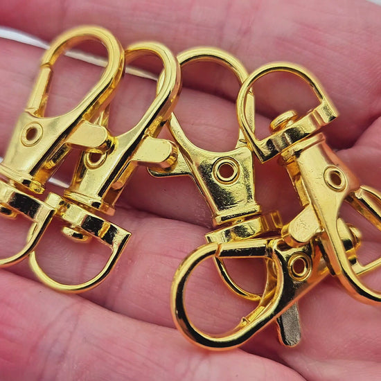 10 attache fermoir mousqueton porte-clés dorés 35mm