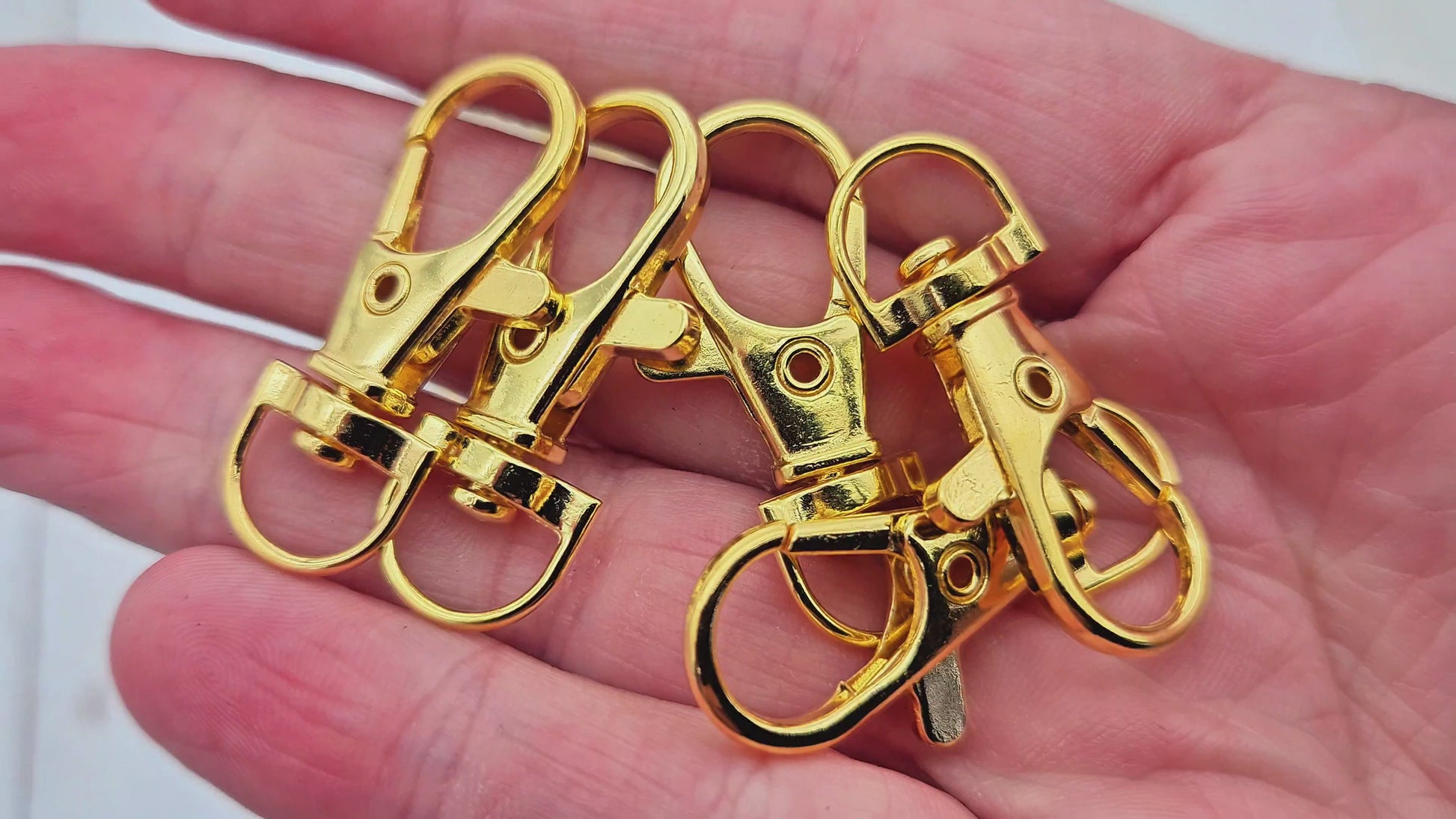 10 attache fermoir mousqueton porte-clés dorés 35mm