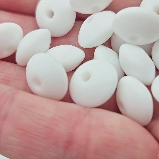 10 perles lentilles en silicone 12mm blanc