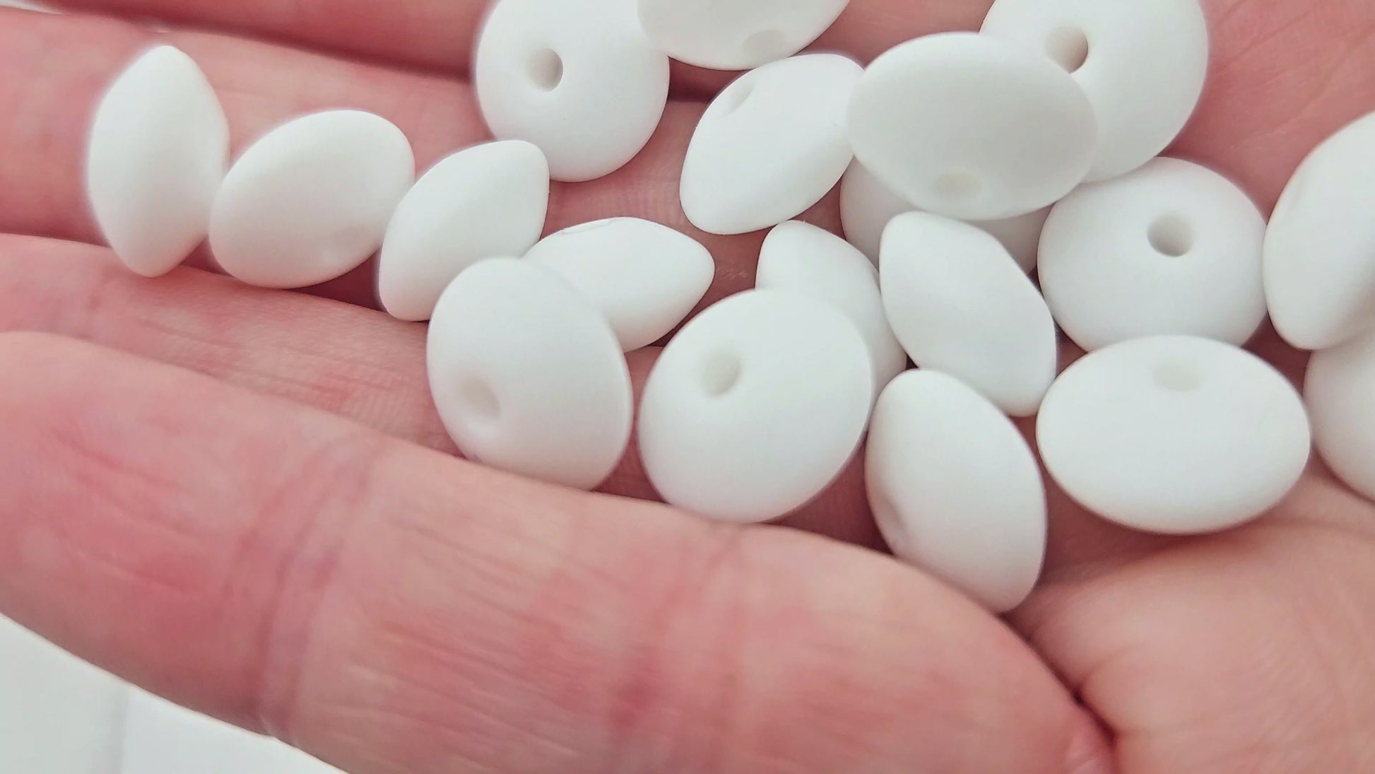 10 perles lentilles en silicone 12mm blanc