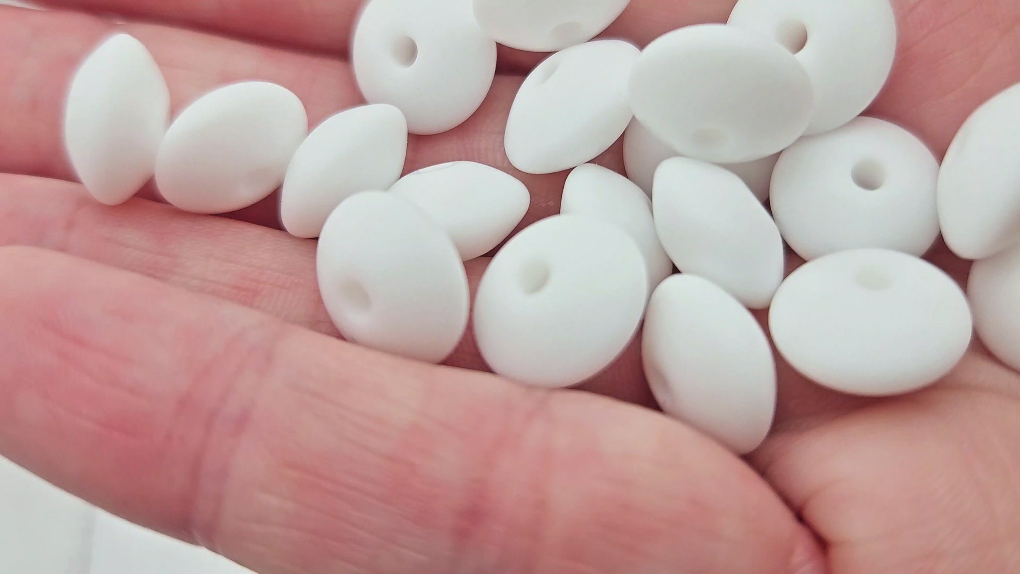 10 perles lentilles en silicone 12mm blanc