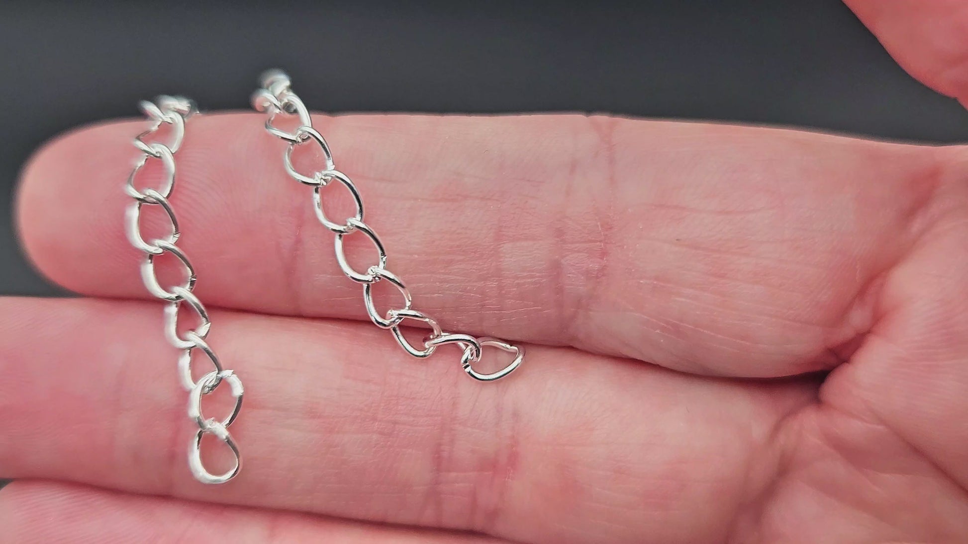 100 chaînettes d'extension maille courbée couleur argent clair