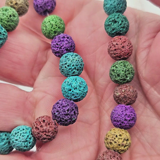 50 perles de lave multicolores 8mm