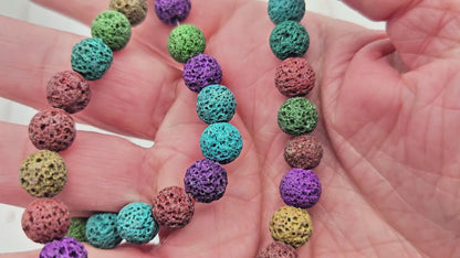 50 perles de lave multicolores 8mm
