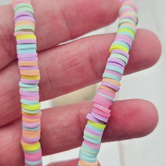 290 perles heishi tons pastels clairs 6mm