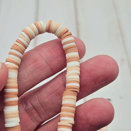 360 perles heishi brun sable blanc 6mm
