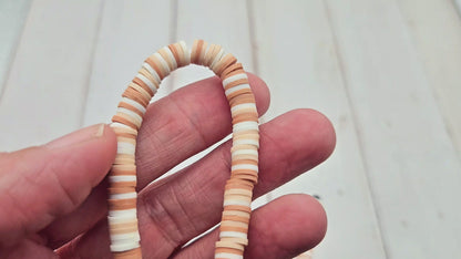360 perles heishi brun sable blanc 6mm