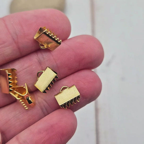 10 embouts fermoirs griffes 8,5mm acier inoxydable doré