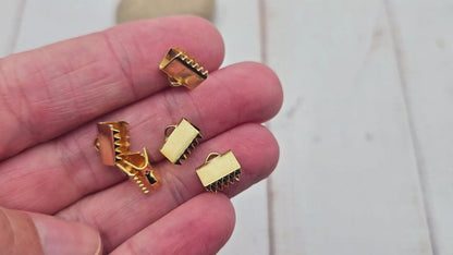 10 embouts fermoirs griffes 8,5mm acier inoxydable doré