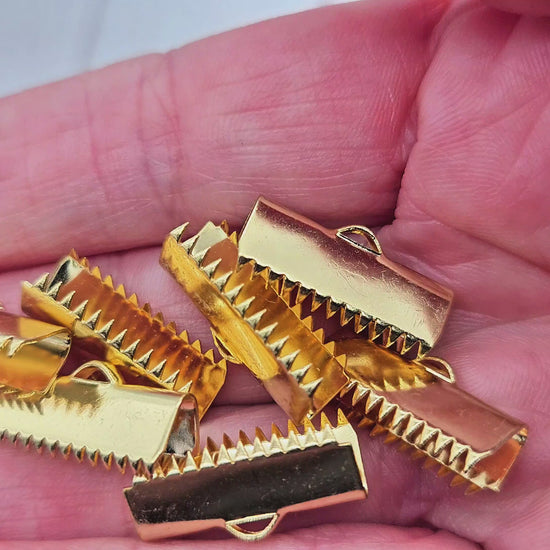 10 embouts fermoirs griffes 20mm acier inoxydable doré
