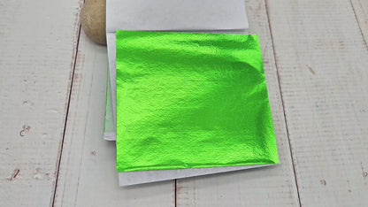 100 Feuilles à Dorer - Couleur vert (8x8 cm)