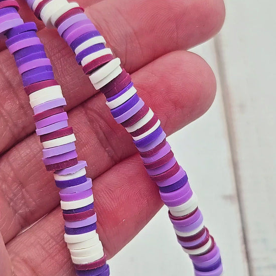 290 perles heishi tons lilas lavande blanc 6mm