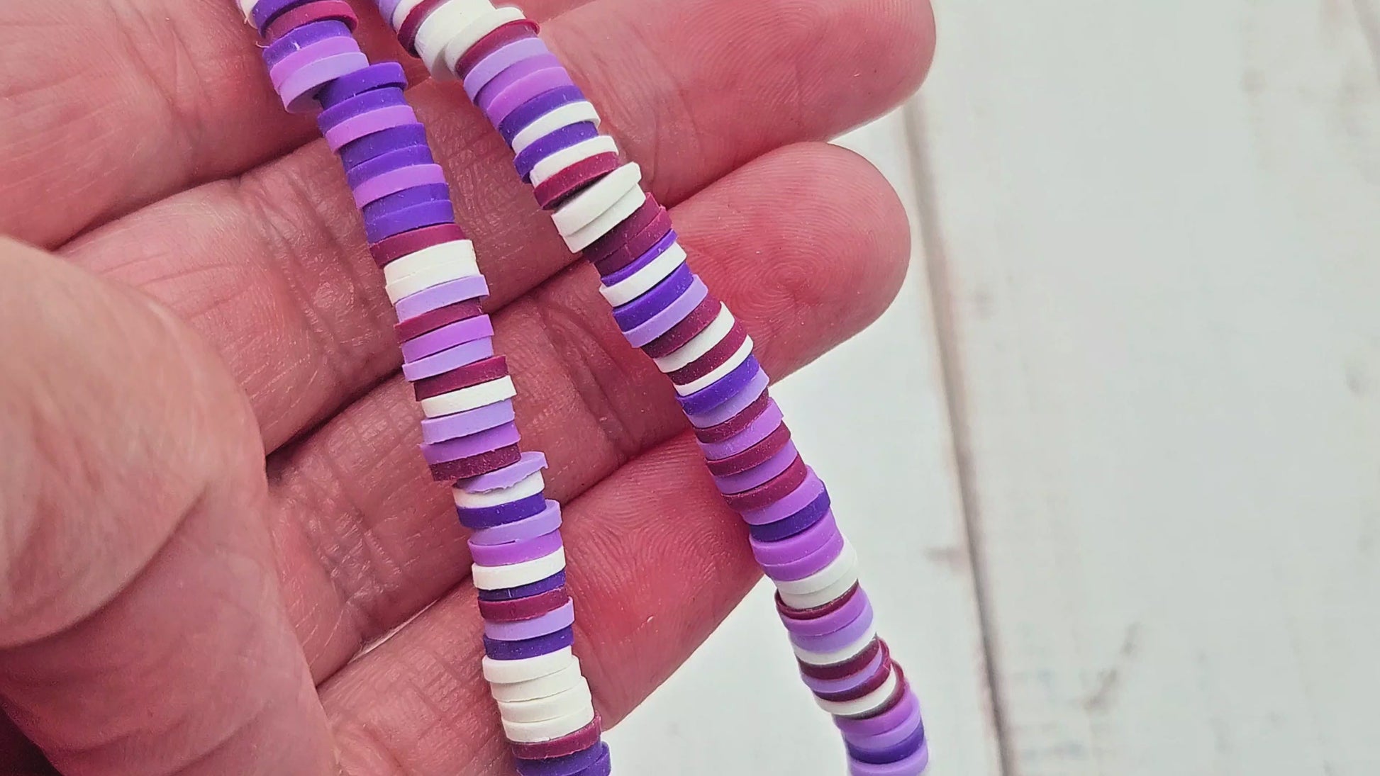 290 perles heishi tons lilas lavande blanc 6mm