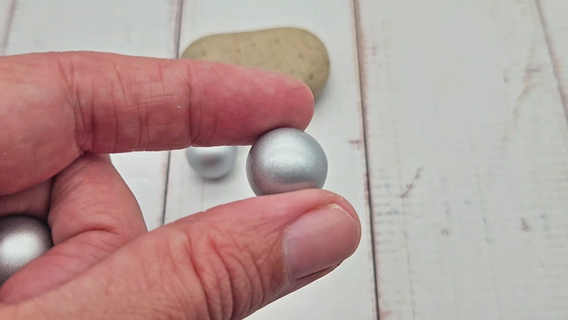2 perles sonores 16mm couleur argent gris création bolas de grossesse