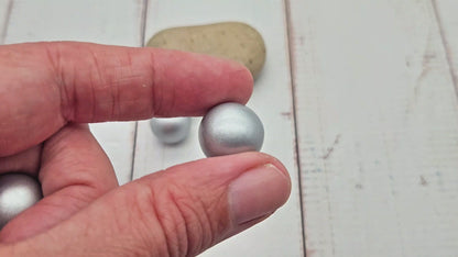 2 perles sonores 16mm couleur argent gris création bolas de grossesse