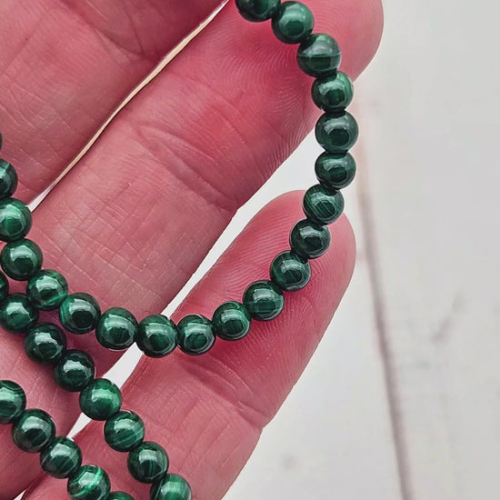 30 perles malachite rondes 4mm