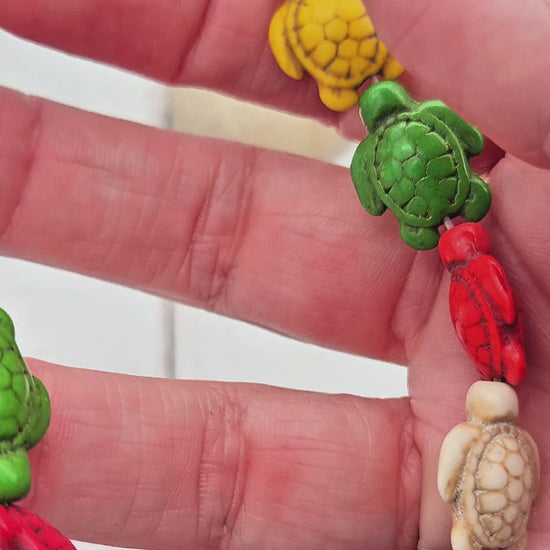 22 perles tortue multicolores en turquoise synthétique