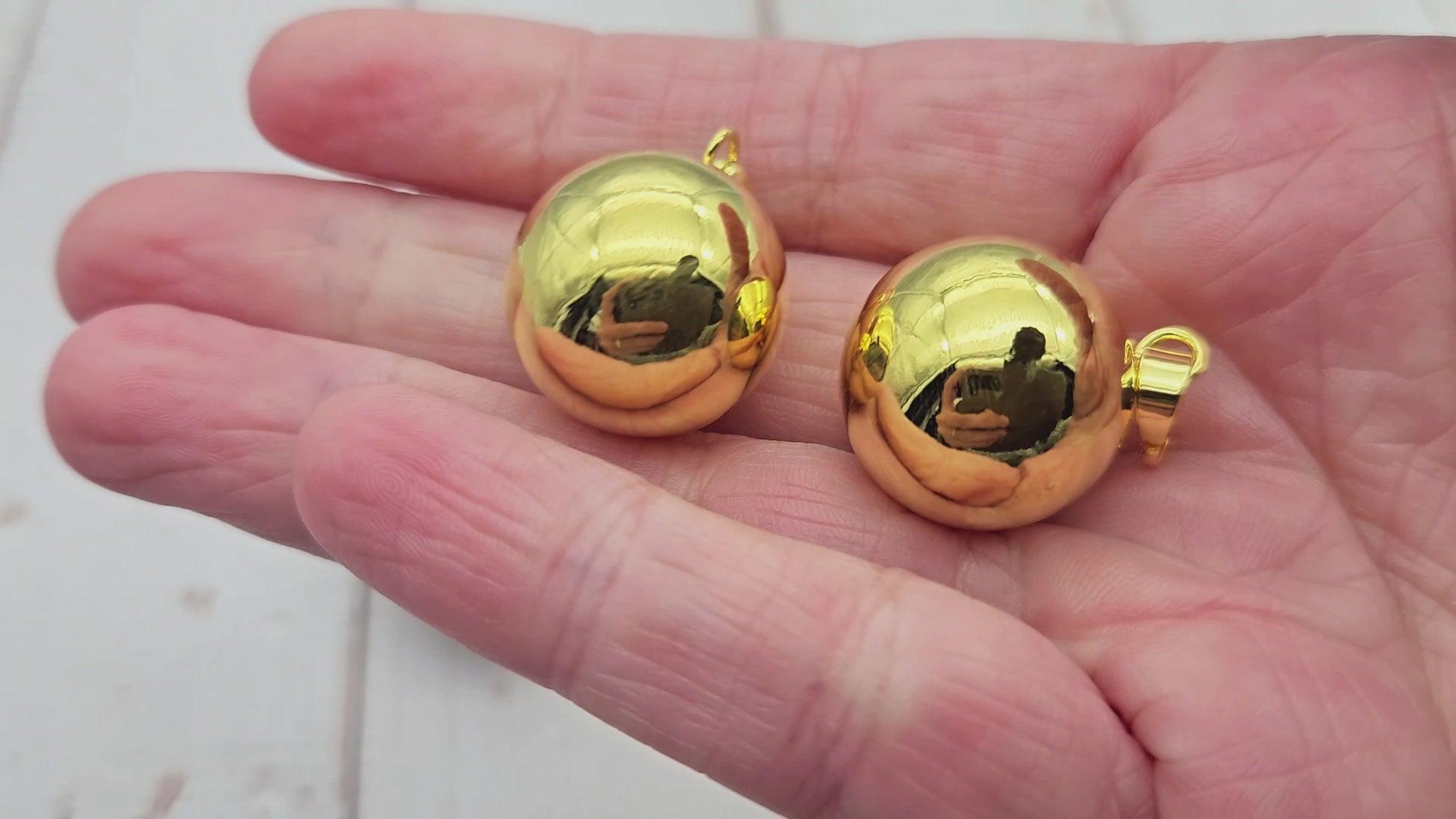2 pendentifs bola bille sonore 20,5mm doré- Avec bélière