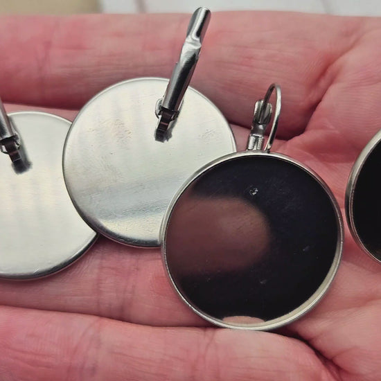 10 dormeuses acier inoxydable plateau cabochon 25mm