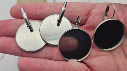 10 dormeuses acier inoxydable plateau cabochon 25mm