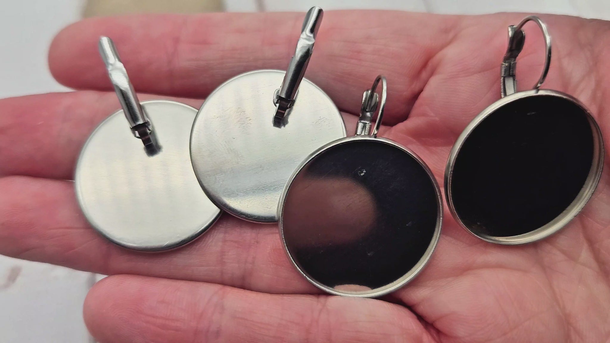 10 dormeuses acier inoxydable plateau cabochon 25mm