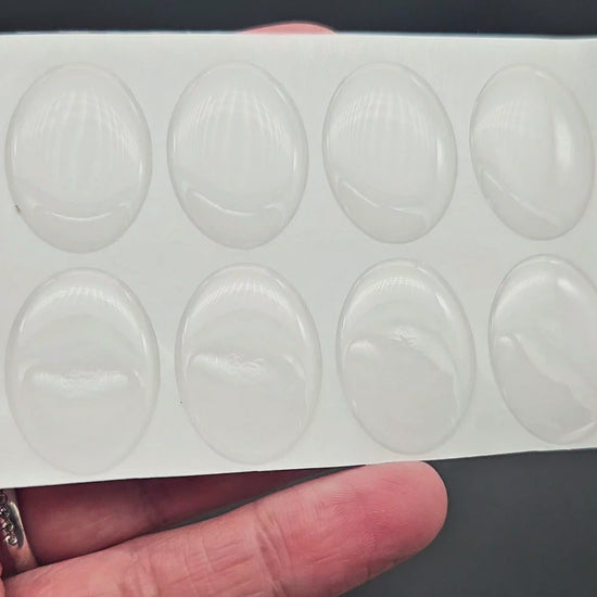 10 cabochons autocollants ovales 25x18 mm en résine époxy