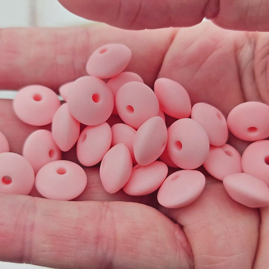 10 perles lentilles en silicone 12mm rose pastel