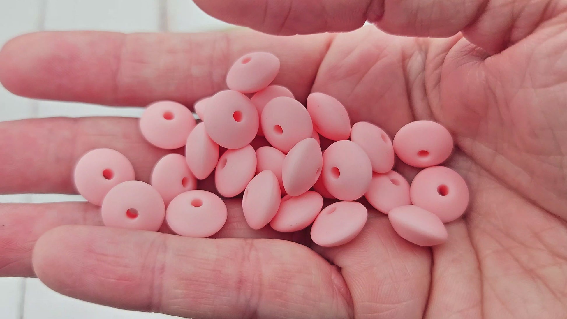 10 perles lentilles en silicone 12mm rose pastel