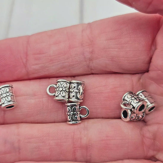 50 bélières cylindre papillon argent mat