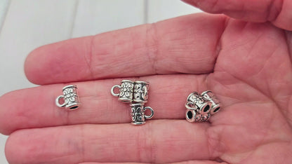 50 bélières cylindre papillon argent mat
