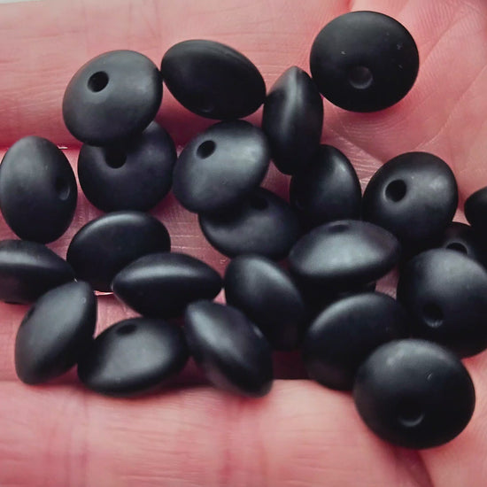 10 perles lentilles en silicone 12mm noir