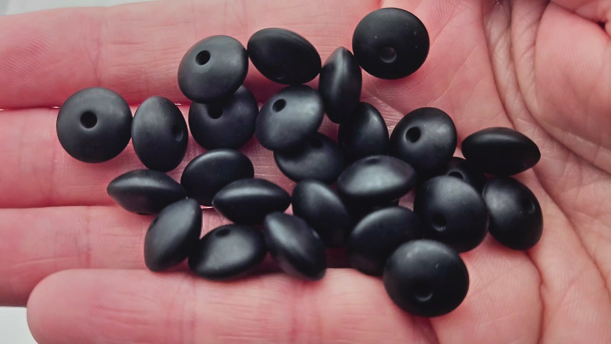10 perles lentilles en silicone 12mm noir