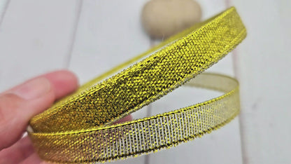 Ruban organza 10mm or pailleté, 22 mètres