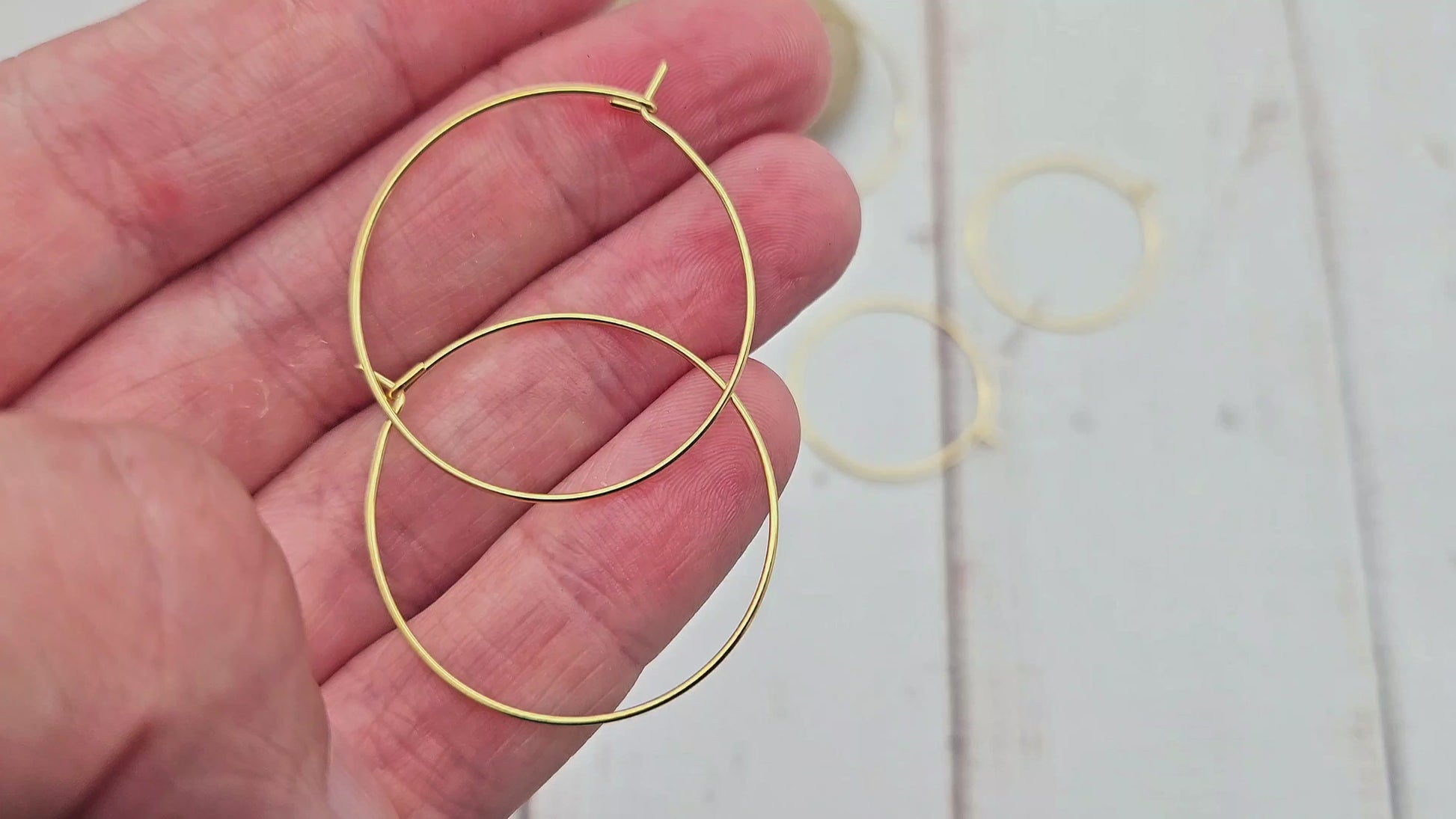 10 créoles rondes 30mm acier inoxydable dorées