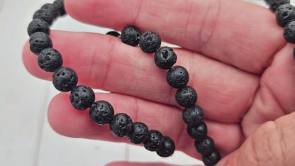 60 perles de lave rondes noires 6mm