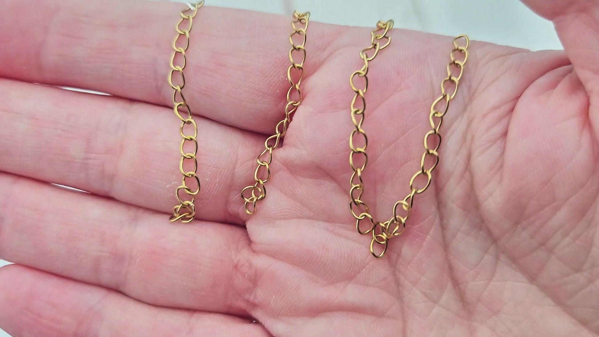 10 chaînettes d'extension maille courbée acier inoxydable doré