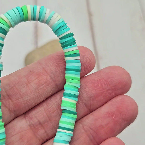 360 perles heishi tons vert et turquoise 6mm