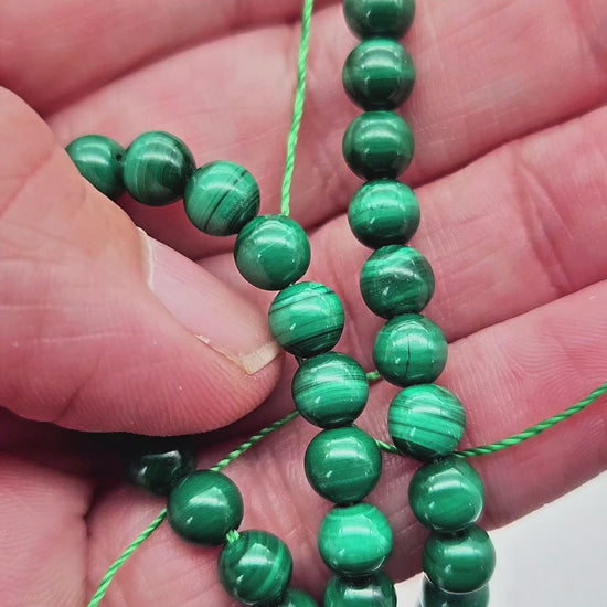 20 perles malachite rondes 6mm