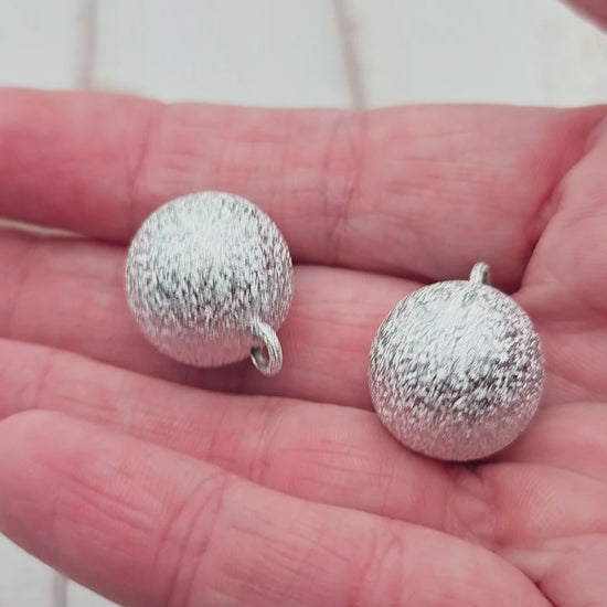 2 pendentifs bola texturé bille sonore argent