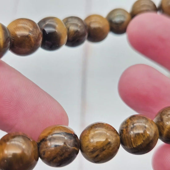 35 perles oeil de tigre 10mm