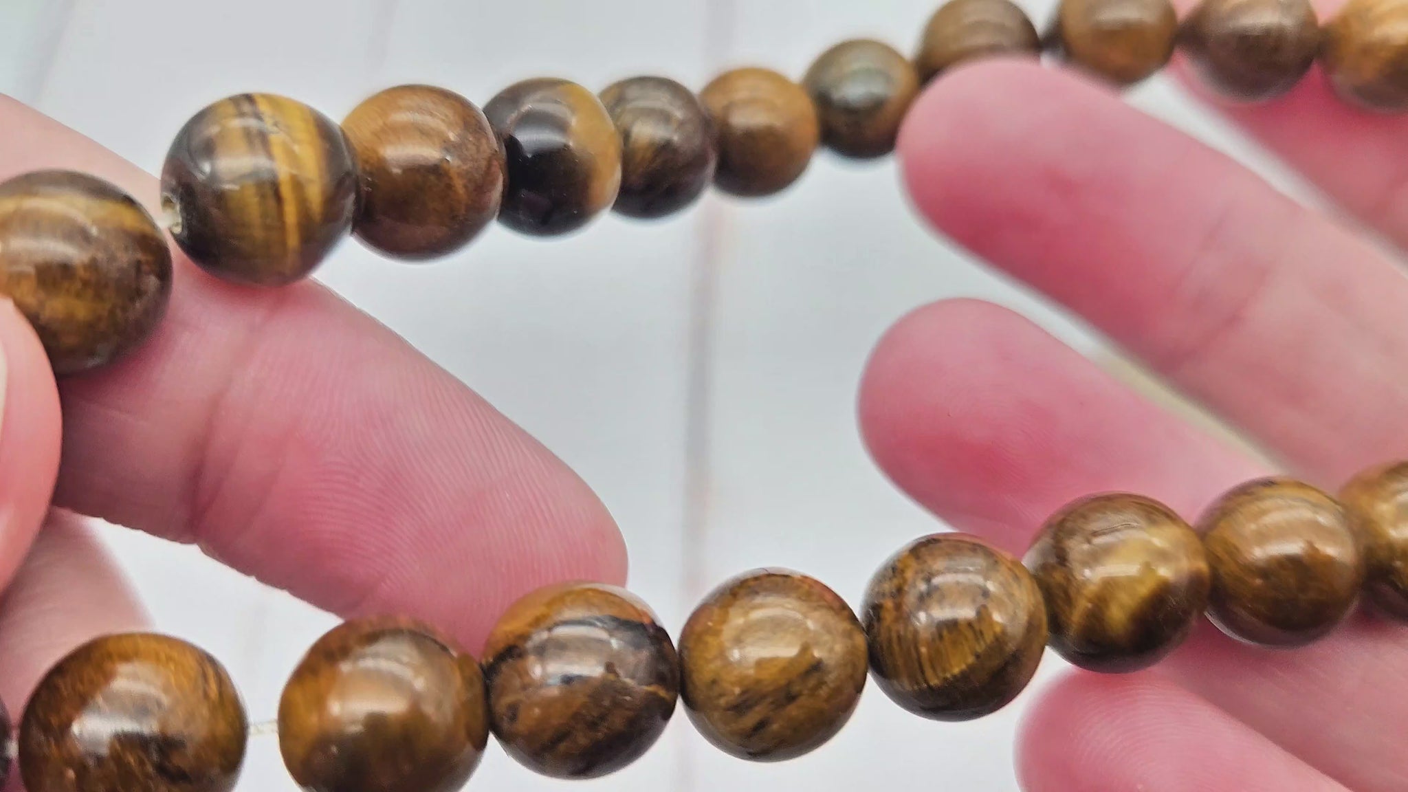 35 perles oeil de tigre 10mm