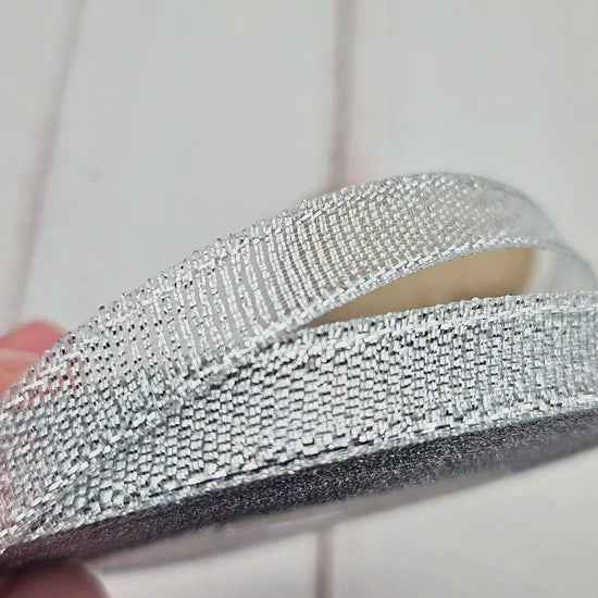 Ruban organza 10mm argent pailleté, 22 mètres