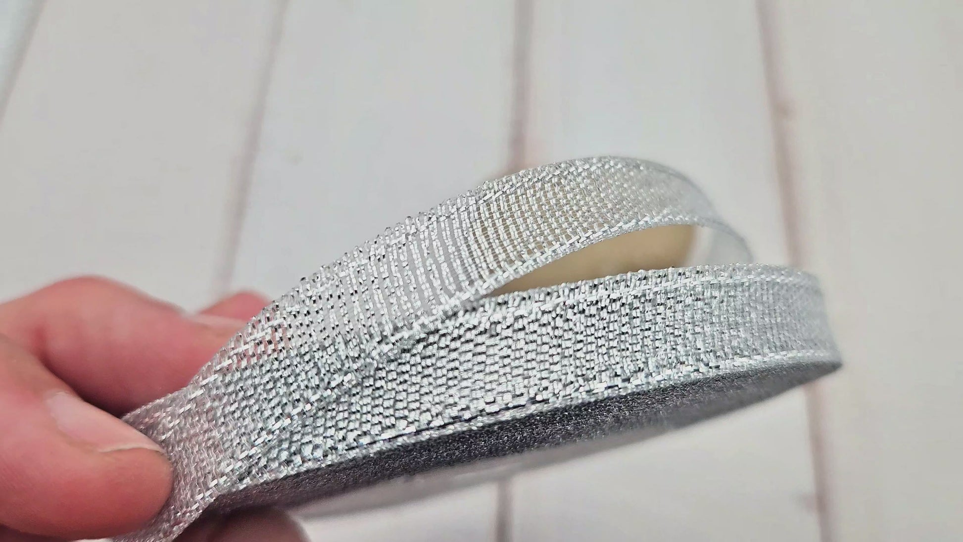 Ruban organza 10mm argent pailleté, 22 mètres