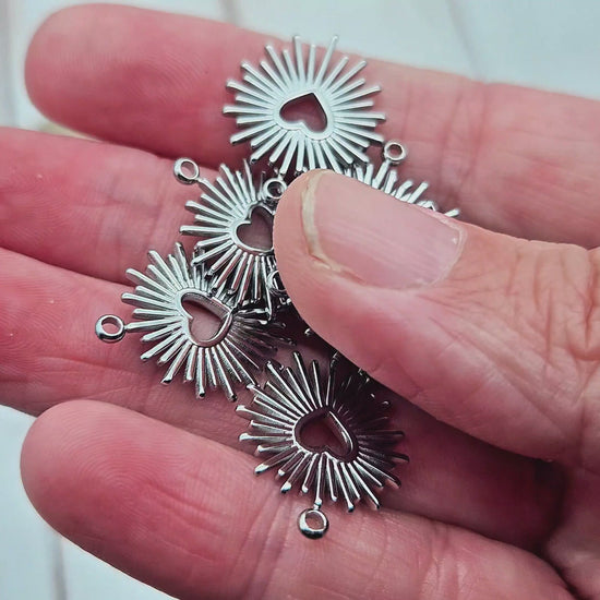 4 breloques soleil coeur acier inoxydable