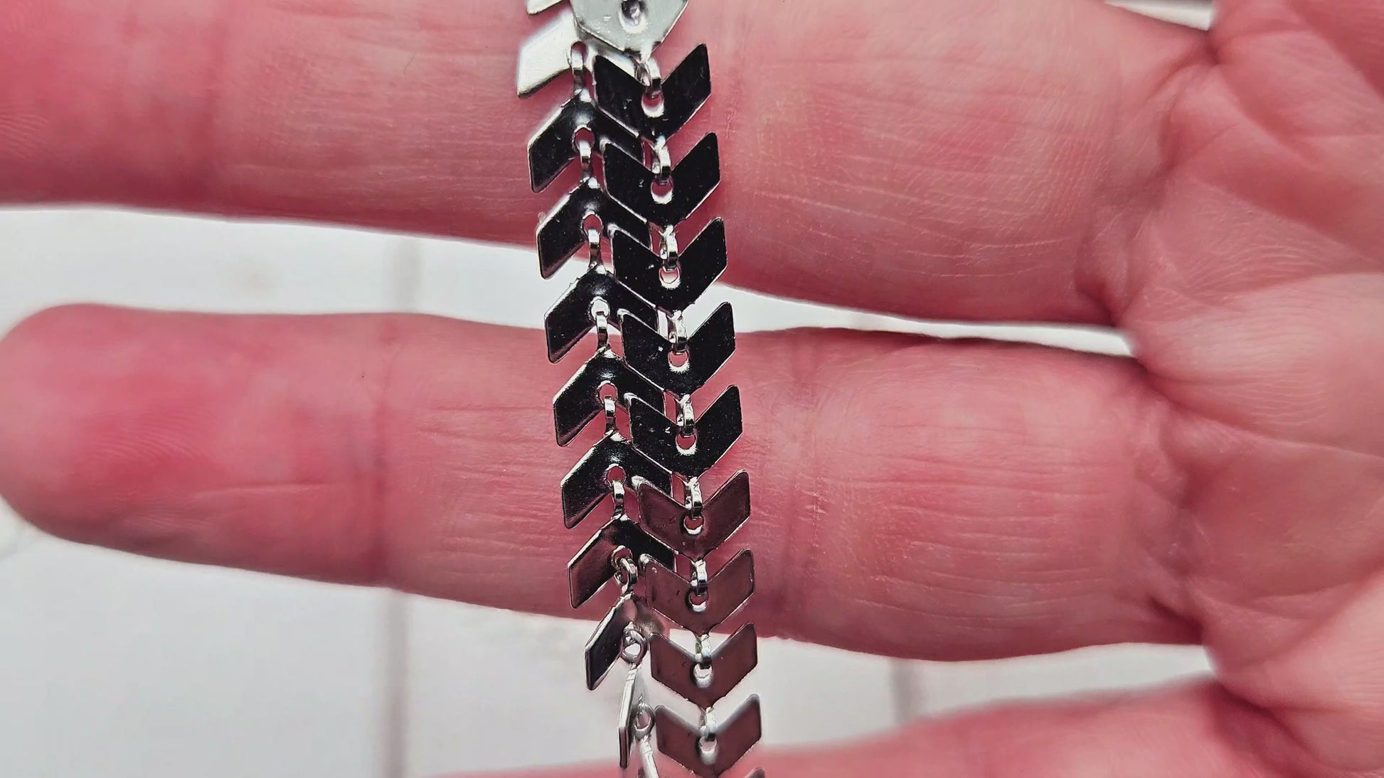 Chaîne maille chevron épis acier inoxydable